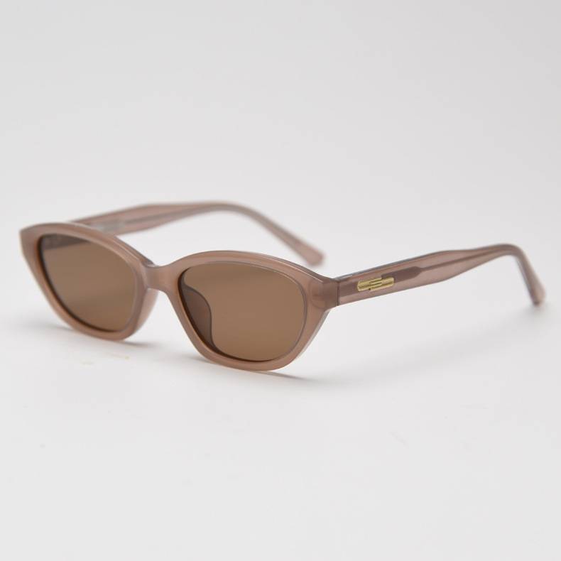 Narrow Angular Cat-Eye Acetate Sunglasses - Tea
