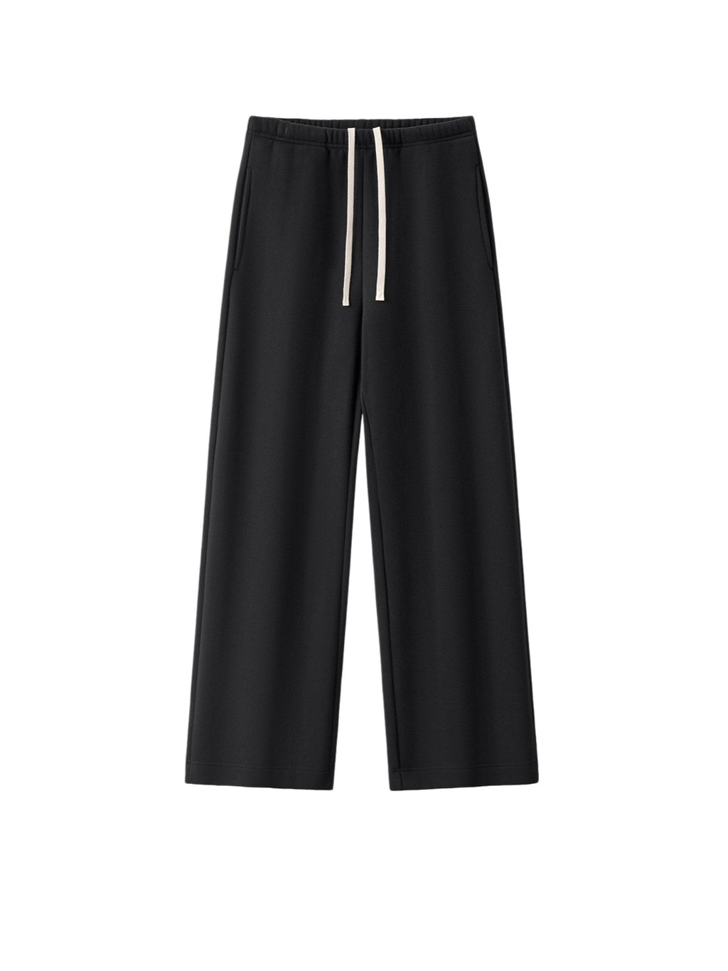 Brushed Fleece Straight Leg Sweatpants - Black