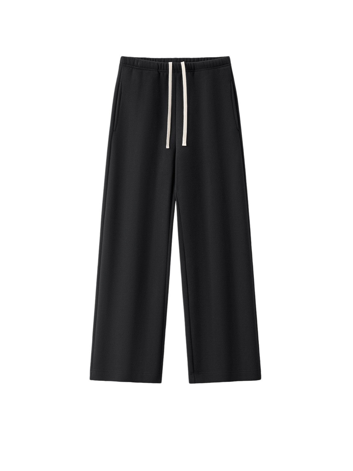 Brushed Fleece Straight Leg Sweatpants - Black