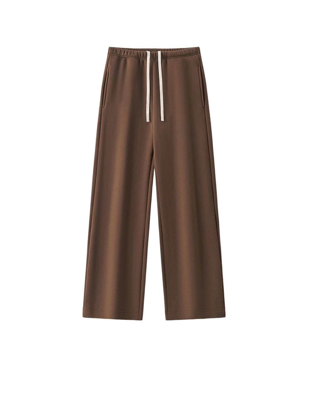 Brushed Fleece Straight Leg Sweatpants - Brown