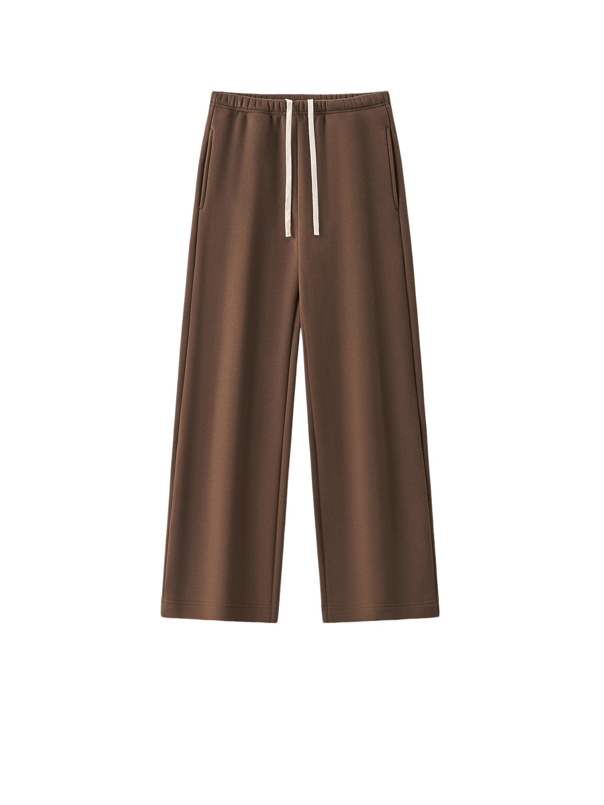 Brushed Fleece Straight Leg Sweatpants - Brown