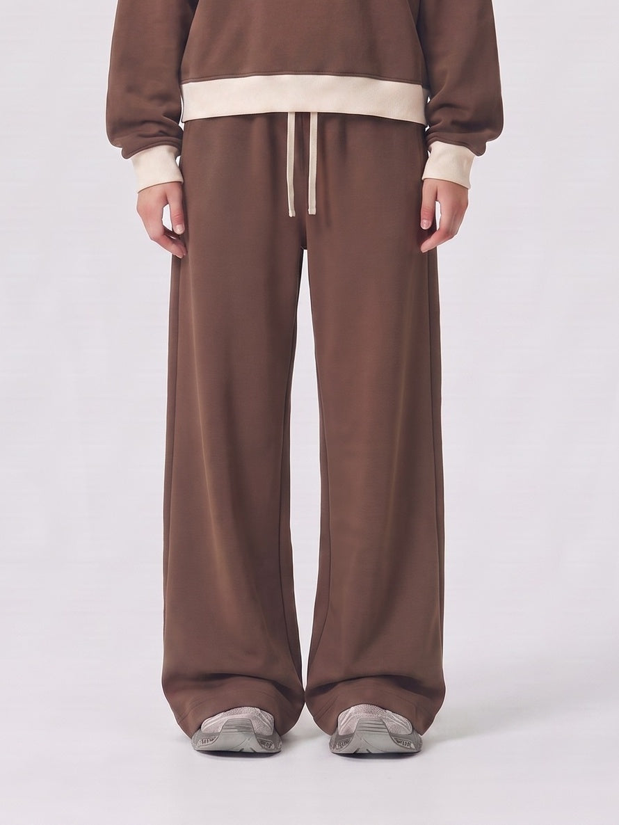 Brushed Fleece Straight Leg Sweatpants - Brown - 1