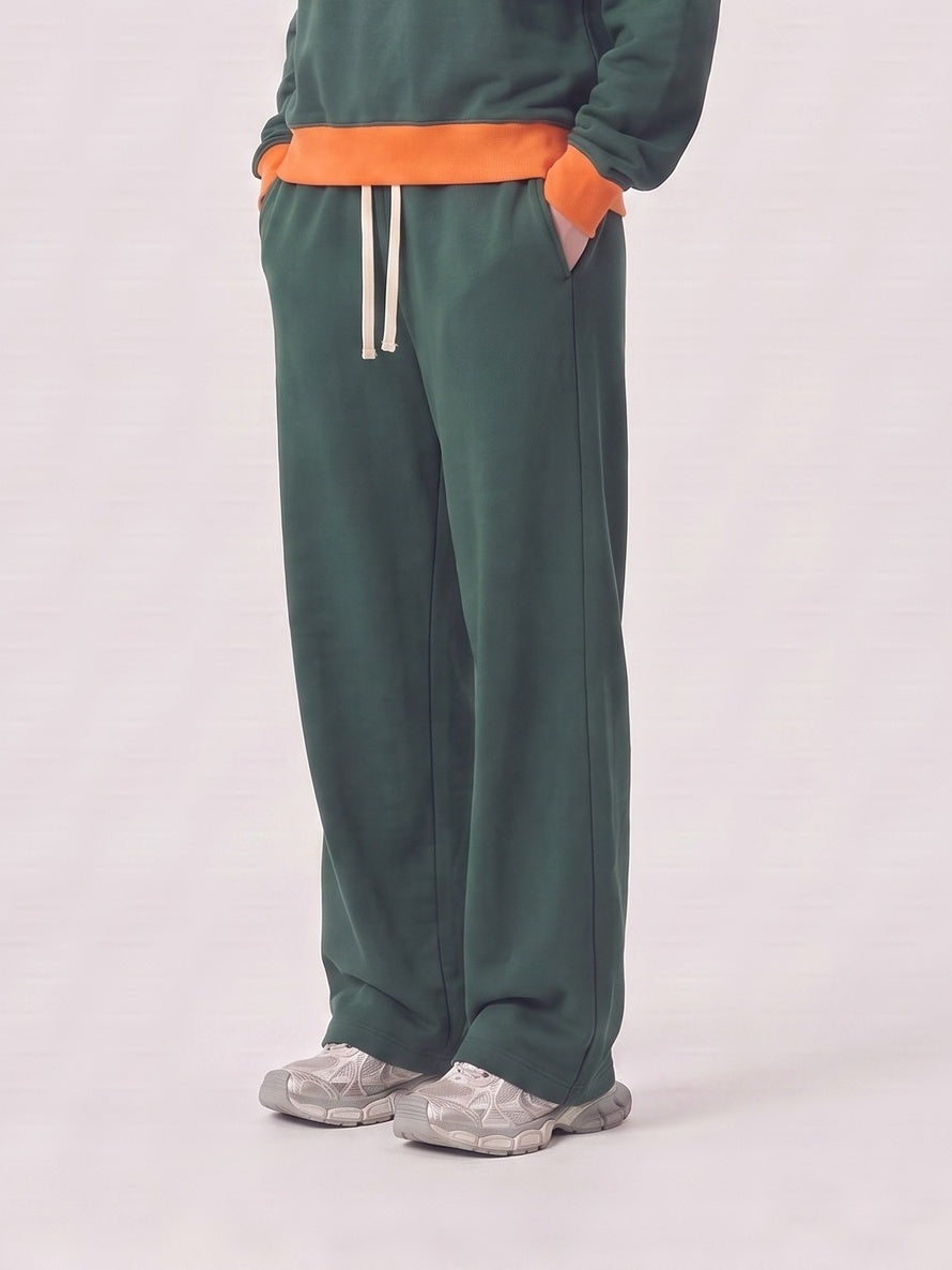 Brushed Fleece Straight Leg Sweatpants - Green - 2
