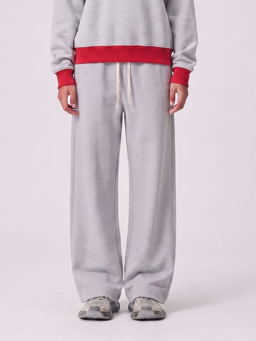 Brushed Fleece Straight Leg Sweatpants - Grey - 1