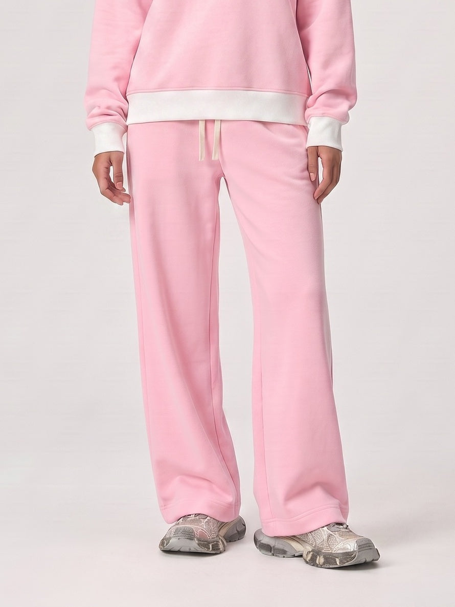 Brushed Fleece Straight Leg Sweatpants - Pink