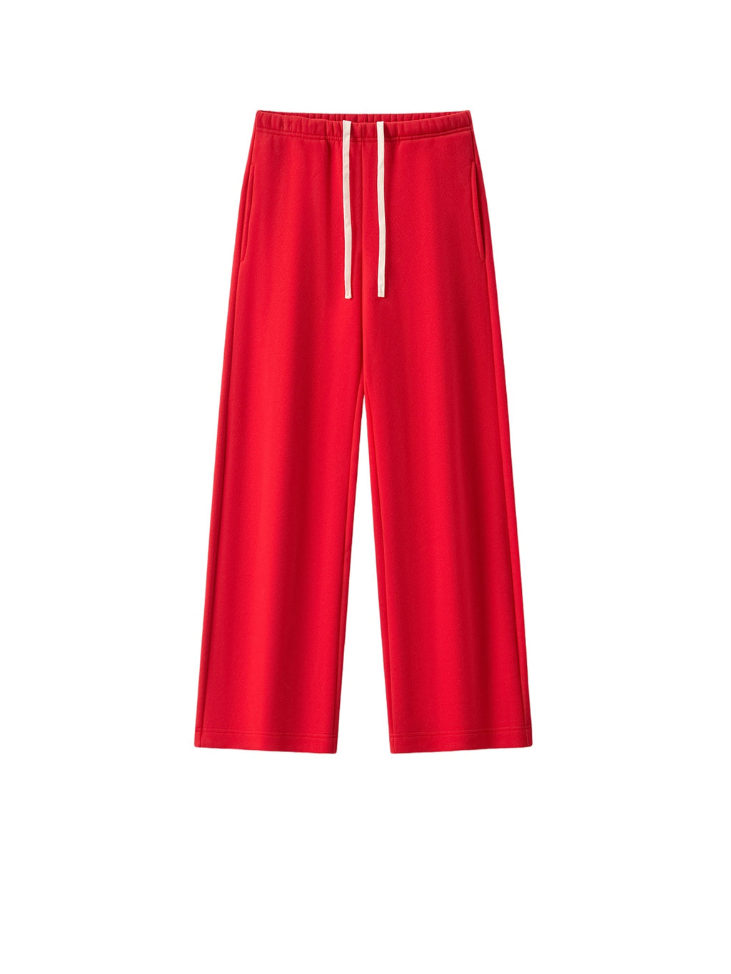 Brushed Fleece Straight Leg Sweatpants - Red