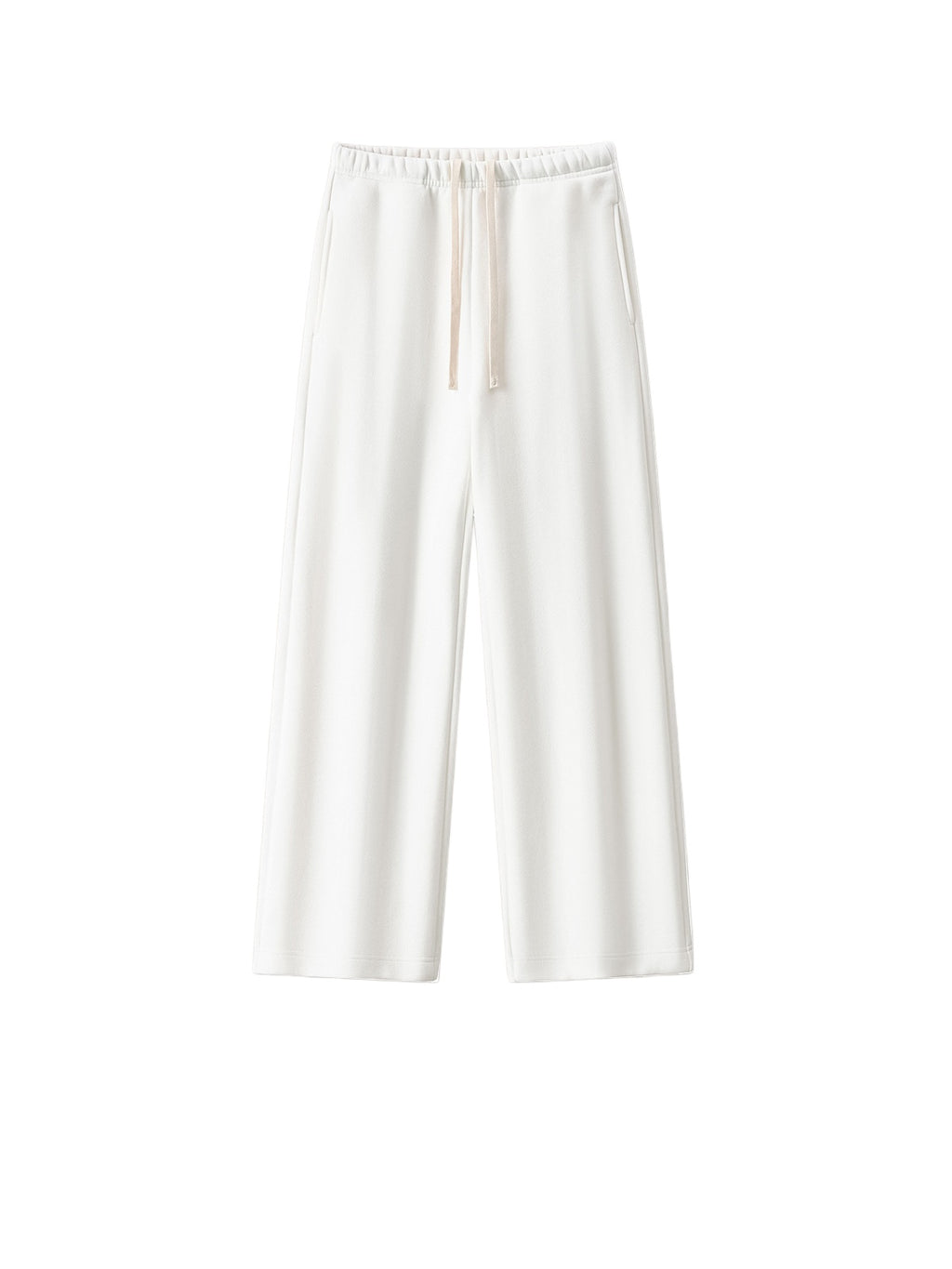 Brushed Fleece Straight Leg Sweatpants - White