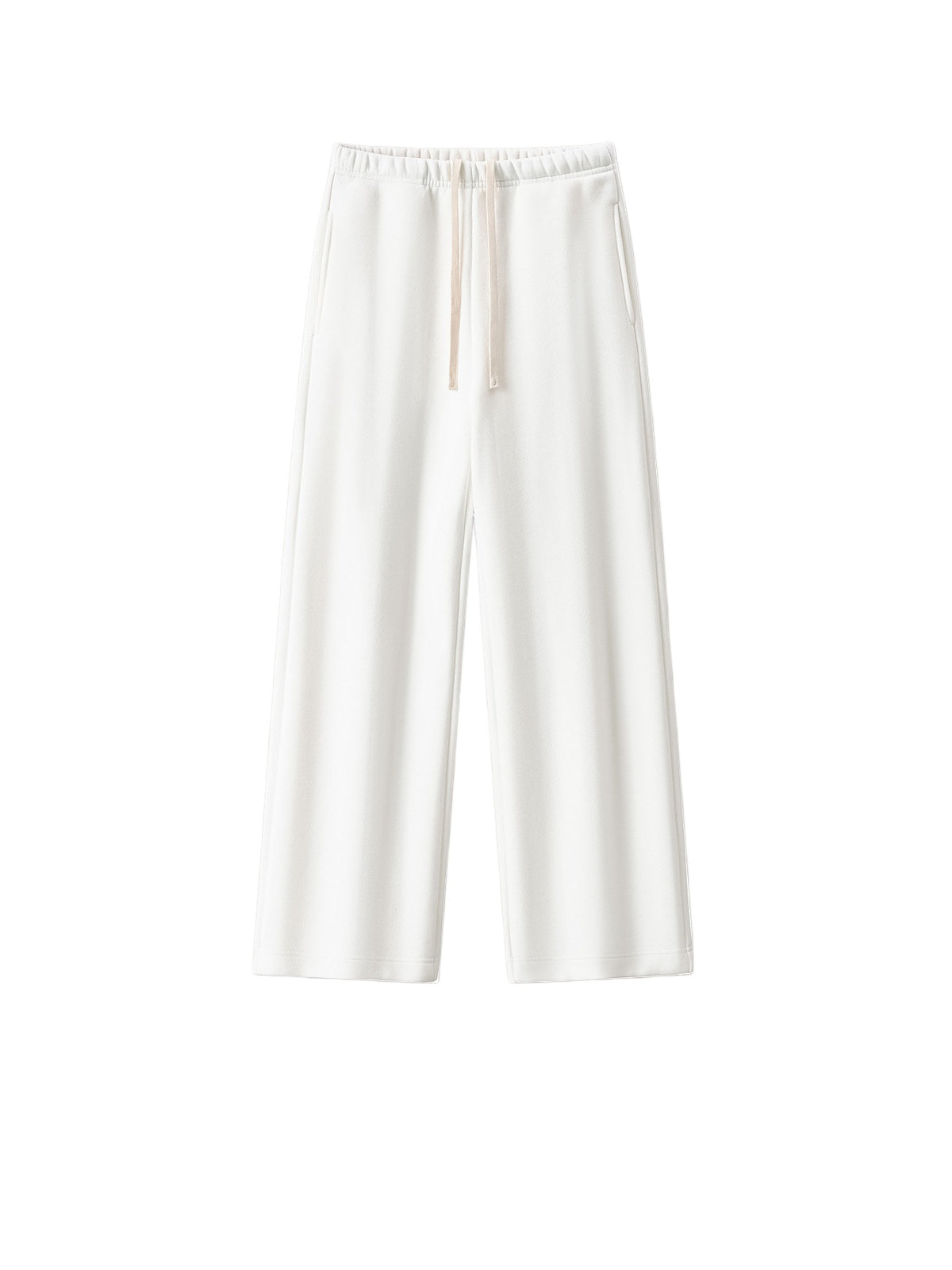 Brushed Fleece Straight Leg Sweatpants - White