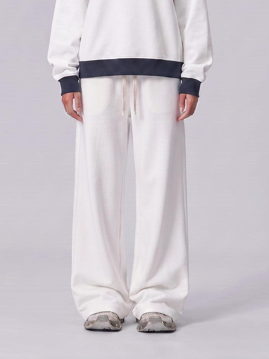 Brushed Fleece Straight Leg Sweatpants - White - 1