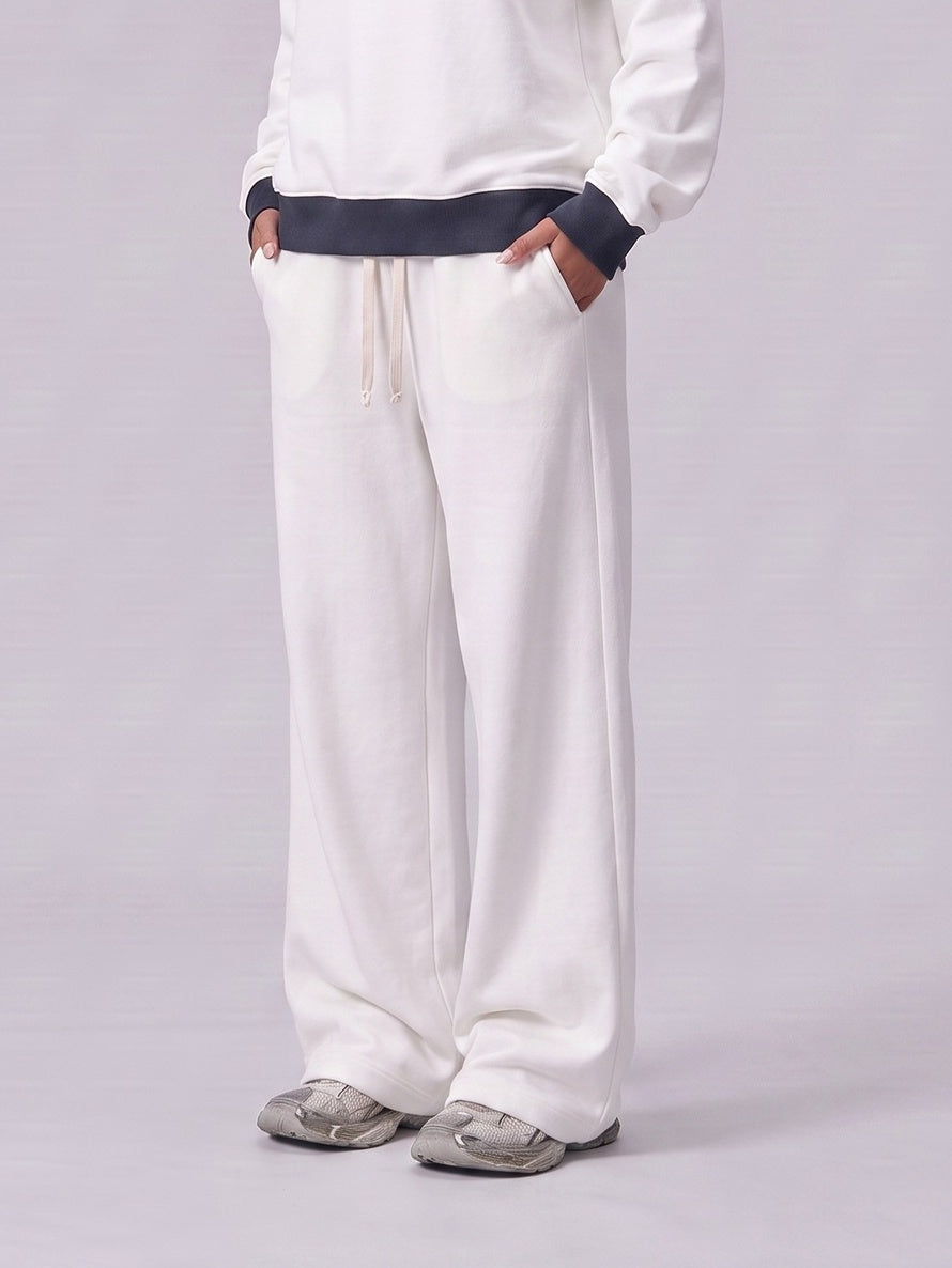 Brushed Fleece Straight Leg Sweatpants - White - 2