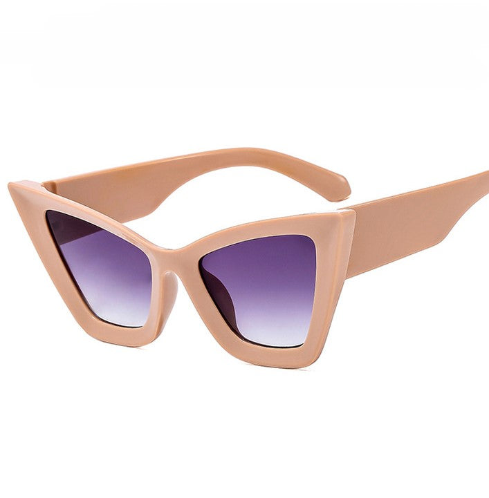 Retro Angular Cat Eye Sunglasses - Beige