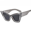 Retro Angular Cat Eye Sunglasses - Grey