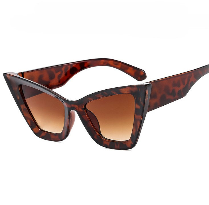 Retro Angular Cat Eye Sunglasses - Leopard