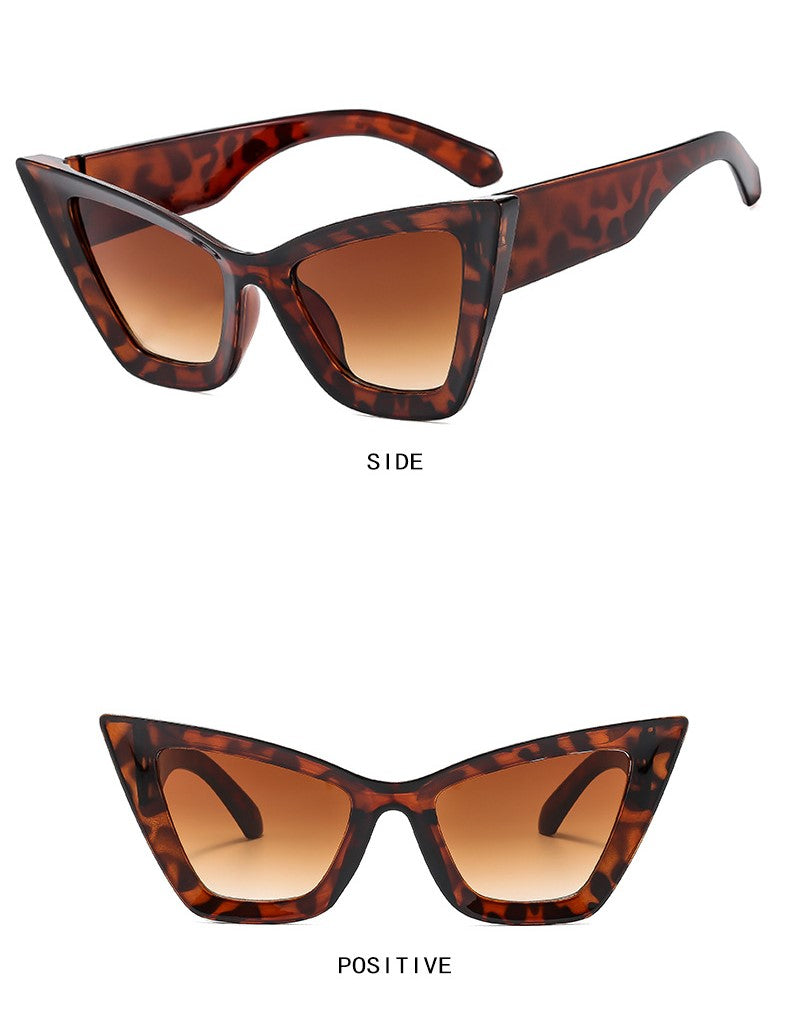 Retro Angular Cat Eye Sunglasses - Leopard - 1