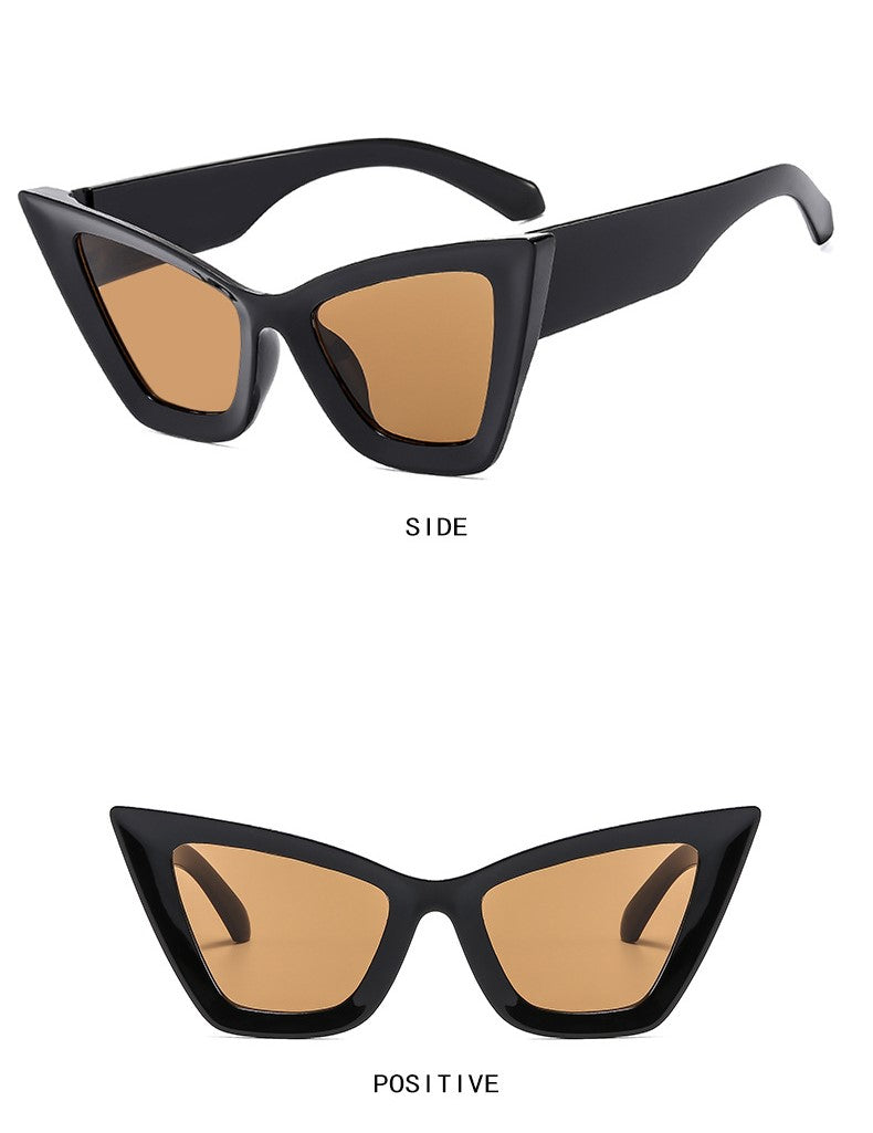 Retro Angular Cat Eye Sunglasses - Tea - 1