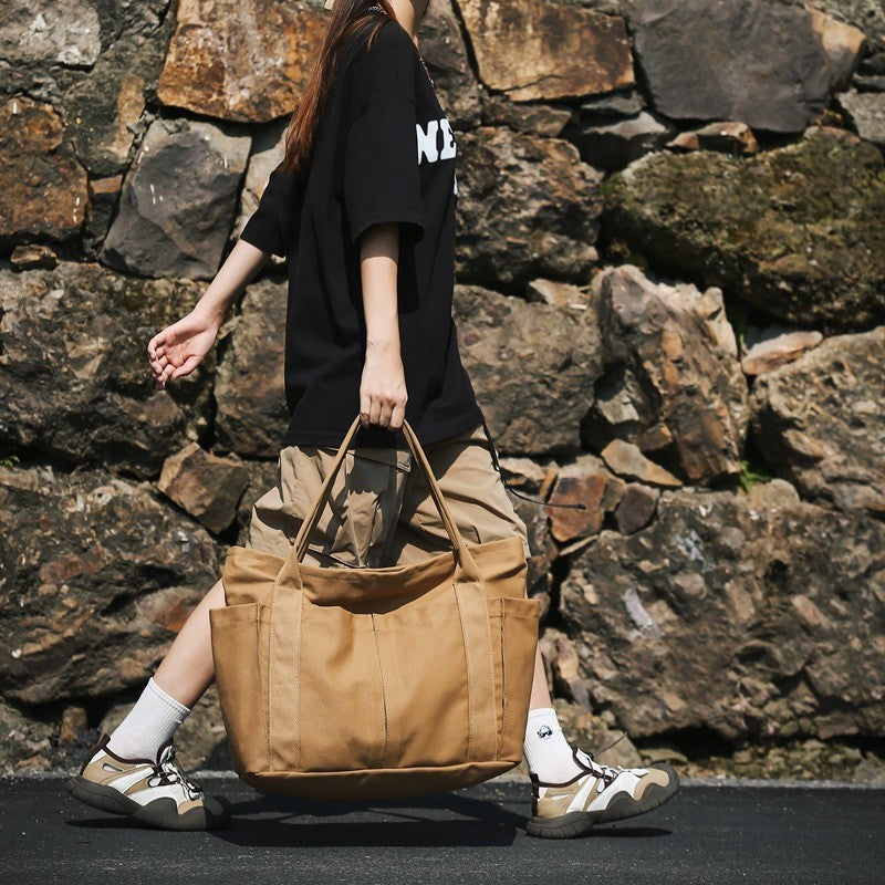 Multi Pocket Canvas Utility Tote Bag