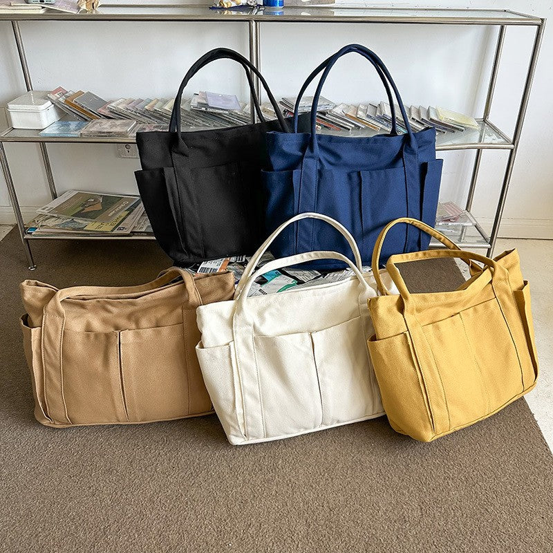 Multi Pocket Canvas Utility Tote Bag
