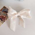 Frilled Edge Ribbon Bow Barrette - Offwhite