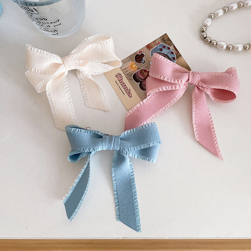 Frilled Edge Ribbon Bow Barrette - view 2