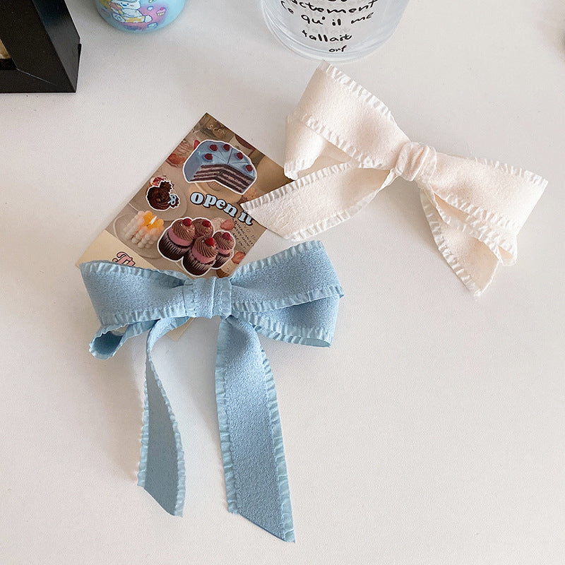 Frilled Edge Ribbon Bow Barrette - view 3