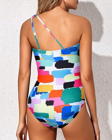 One Shoulder Ruched One Piece Swimsuit - view 6