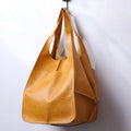 Slouchy Oversized Leather Look Shopper Tote - Yellow