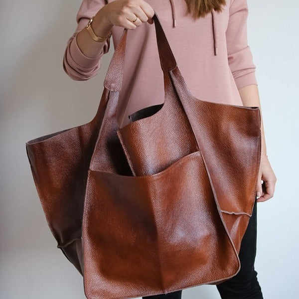Slouchy Oversized Leather Look Shopper Tote - view 2