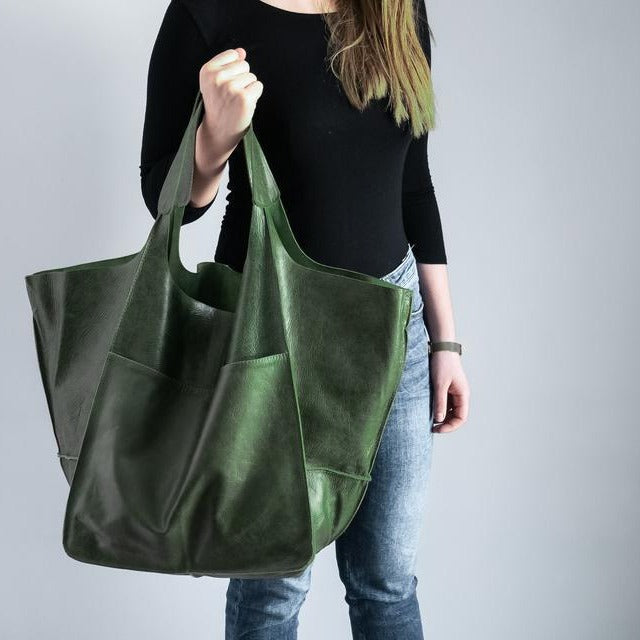 Slouchy Oversized Leather Look Shopper Tote - view 5