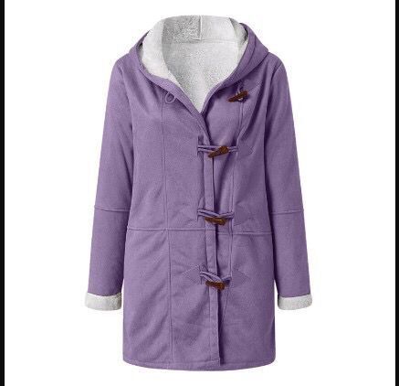 Sherpa Lined Toggle Front Hooded Suede Coat - Purple