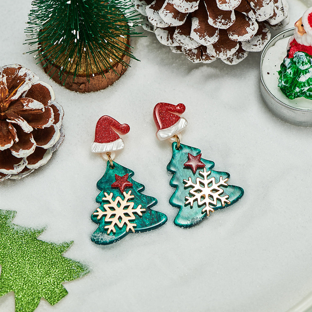 Santa Hat and Tree Drop Earrings - view 1