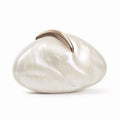 Sculpted Stone Acrylic Evening Clutch Bag - Pearl