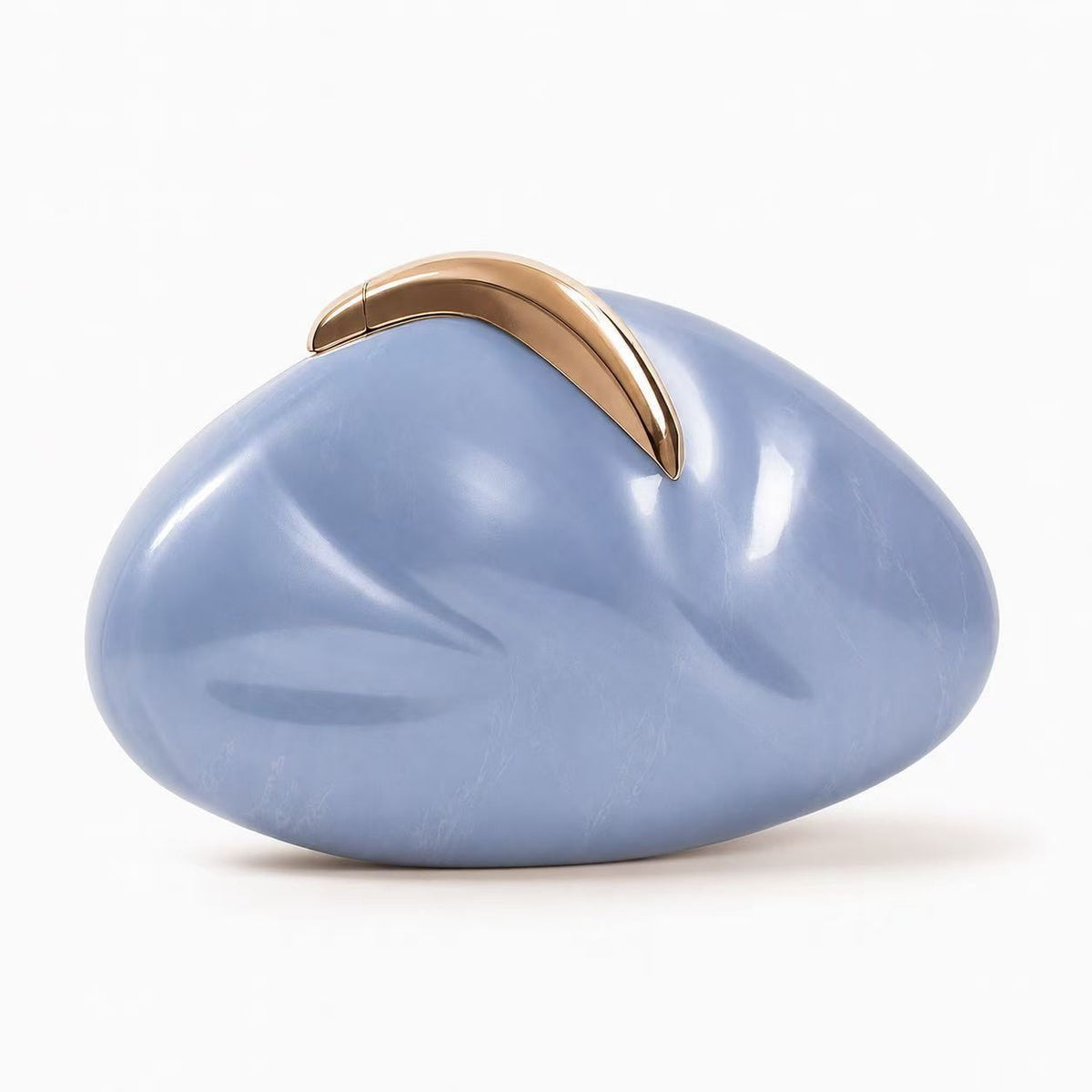 Sculpted Stone Acrylic Evening Clutch Bag - Powder Blue