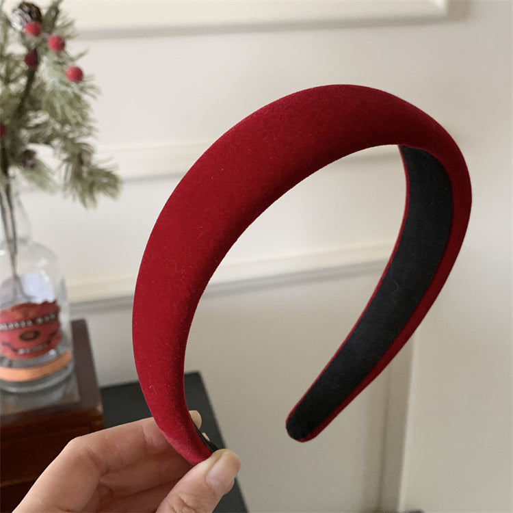 Padded Velvet Headband in Deep Wine - burgundy