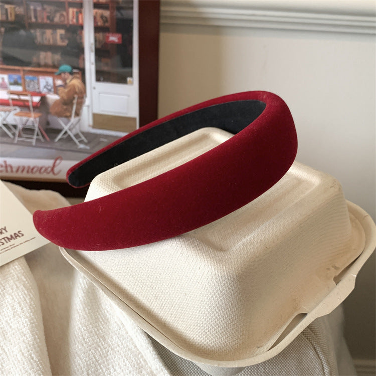 Padded Velvet Headband in Deep Wine - burgundy - 1