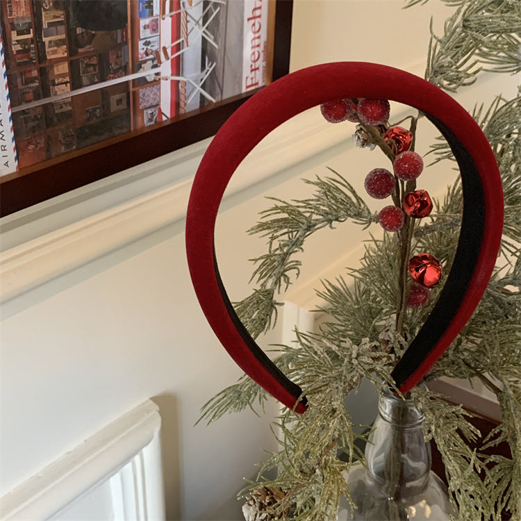 Padded Velvet Headband in Deep Wine - burgundy - 3