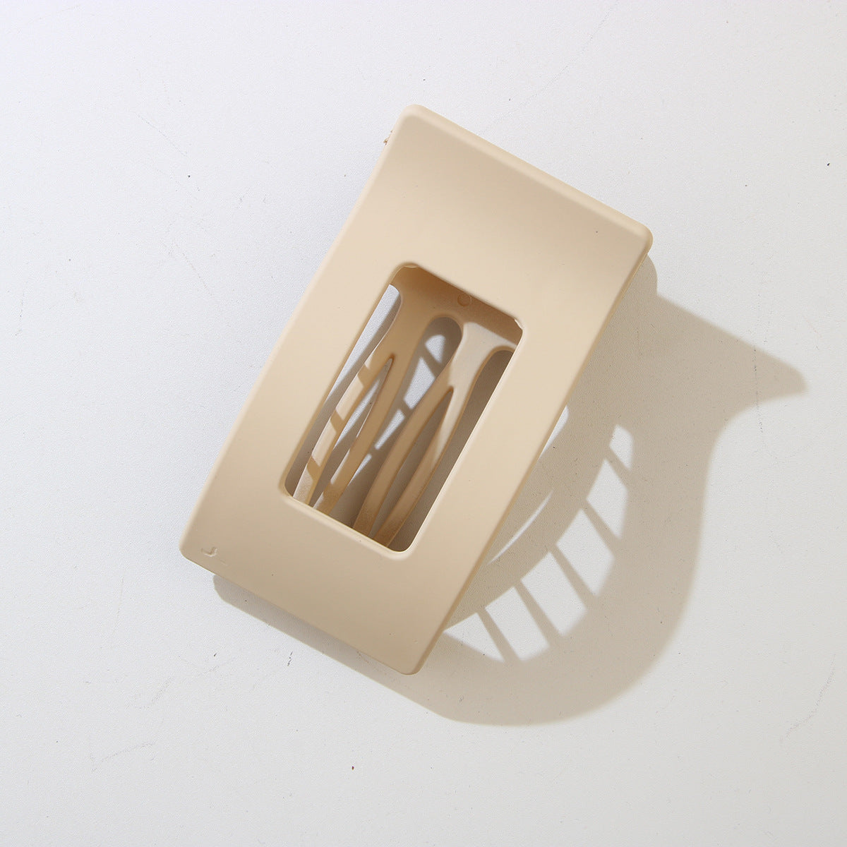 French Style Flat Rectangle Claw Clip - Frosted_OffWhite