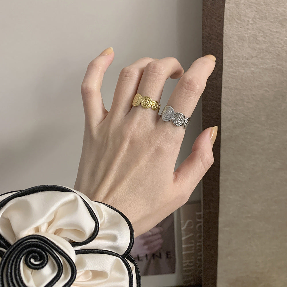 Woven Spiral Medallion Open Band Ring - view 1