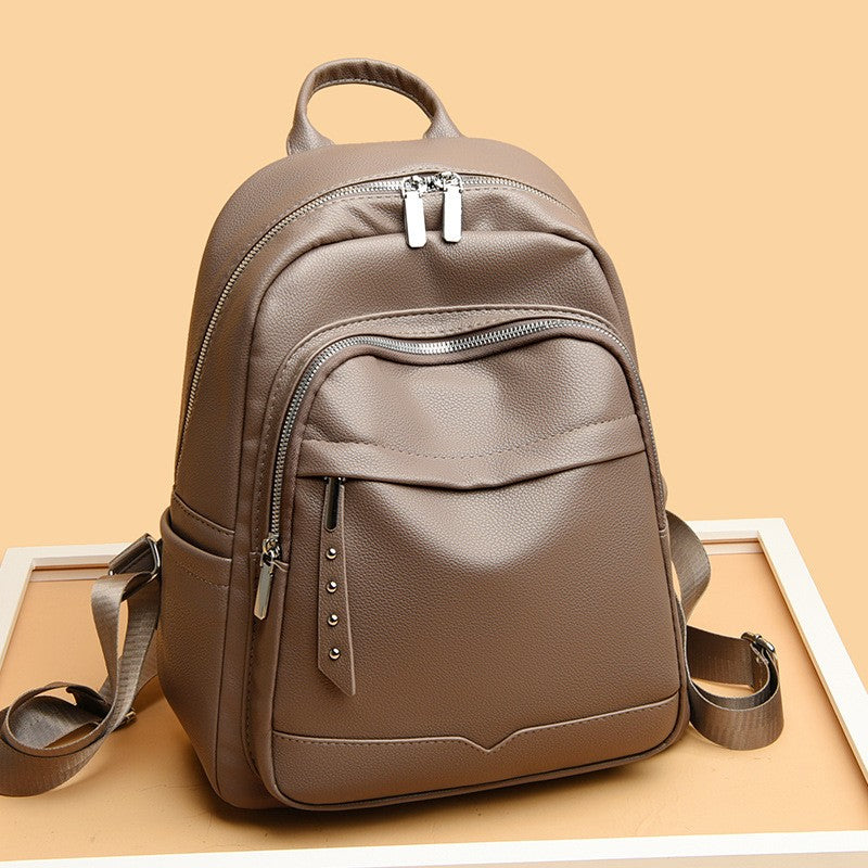 Soft Pebbled Faux Leather Zip Backpack