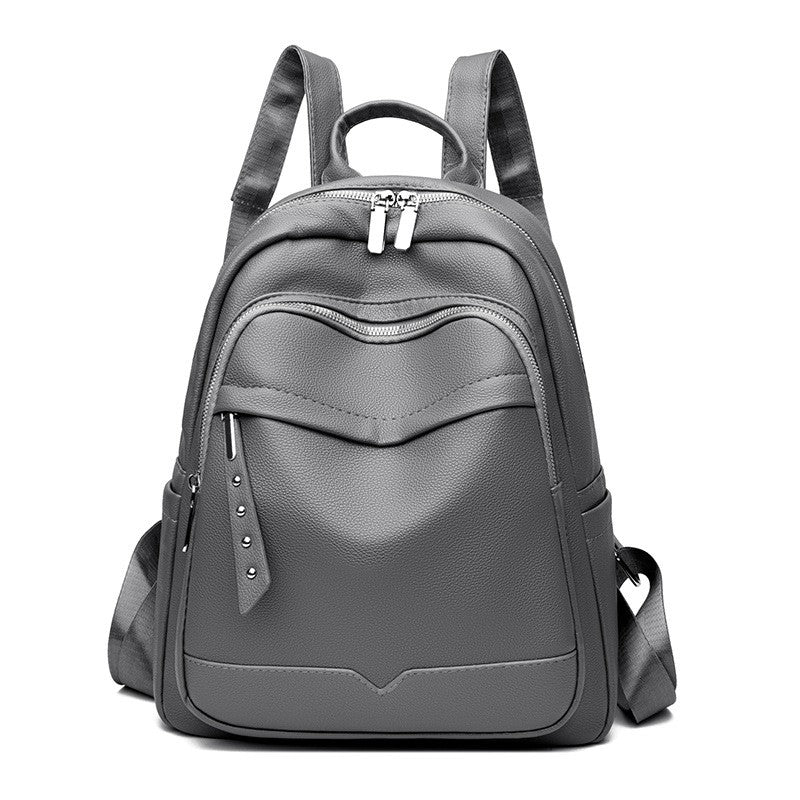 Soft Pebbled Faux Leather Zip Backpack
