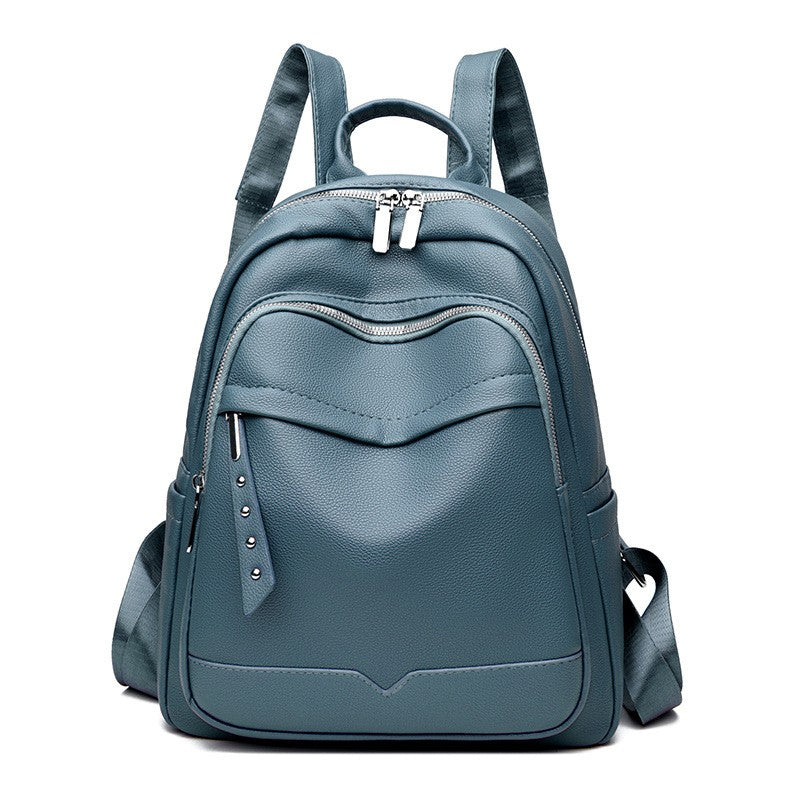 Soft Pebbled Faux Leather Zip Backpack