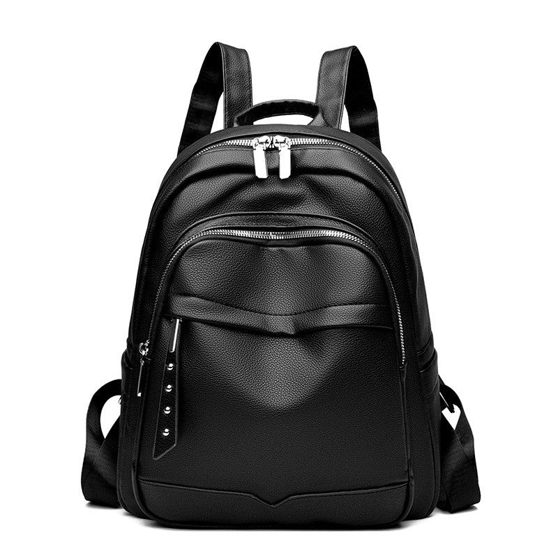 Soft Pebbled Faux Leather Zip Backpack