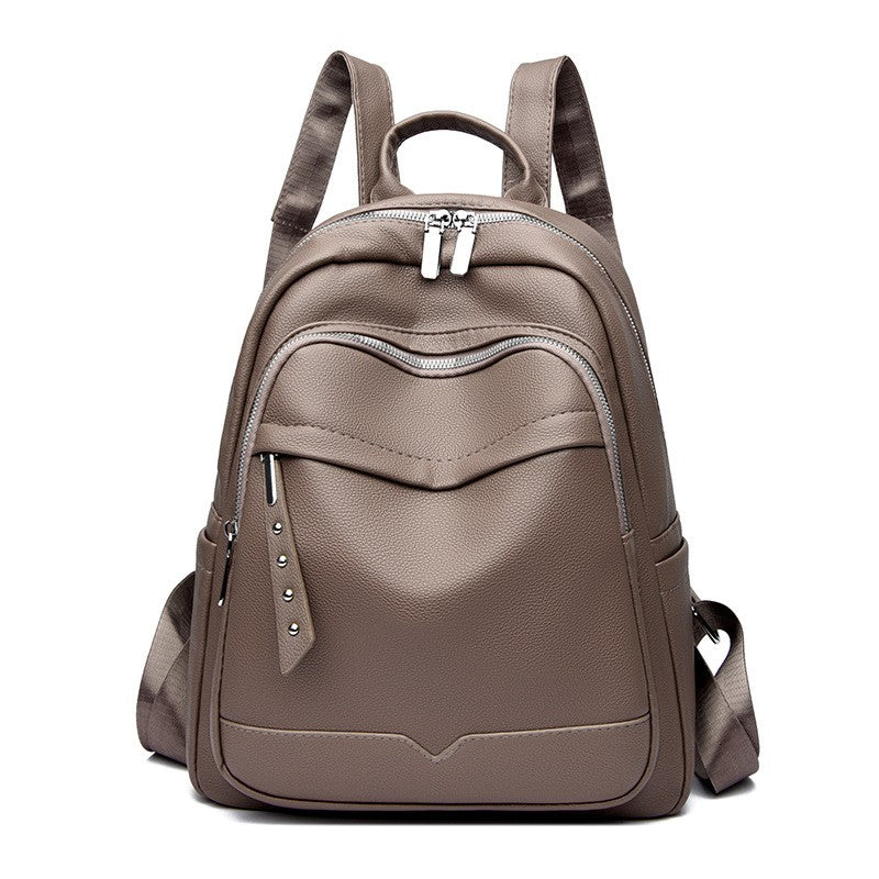 Soft Pebbled Faux Leather Zip Backpack