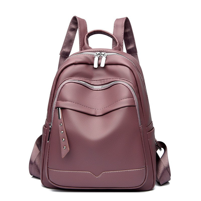 Soft Pebbled Faux Leather Zip Backpack