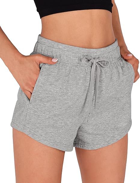 High Waist Drawstring Running Shorts With Pockets - Grey