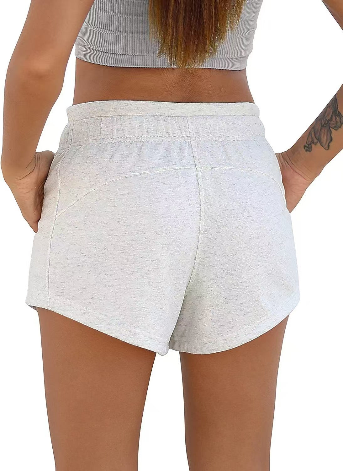 High Waist Drawstring Running Shorts With Pockets - view 1