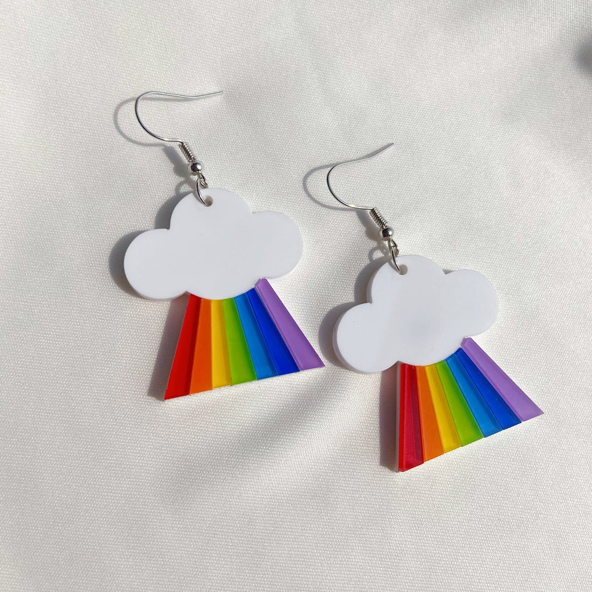 Rainbow Cloud Acrylic Dangle Earrings - Cloud