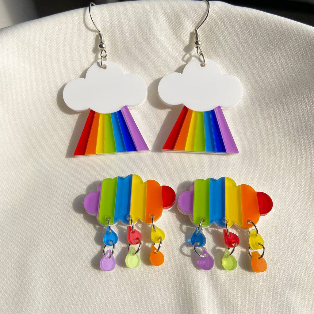 Rainbow Cloud Acrylic Dangle Earrings