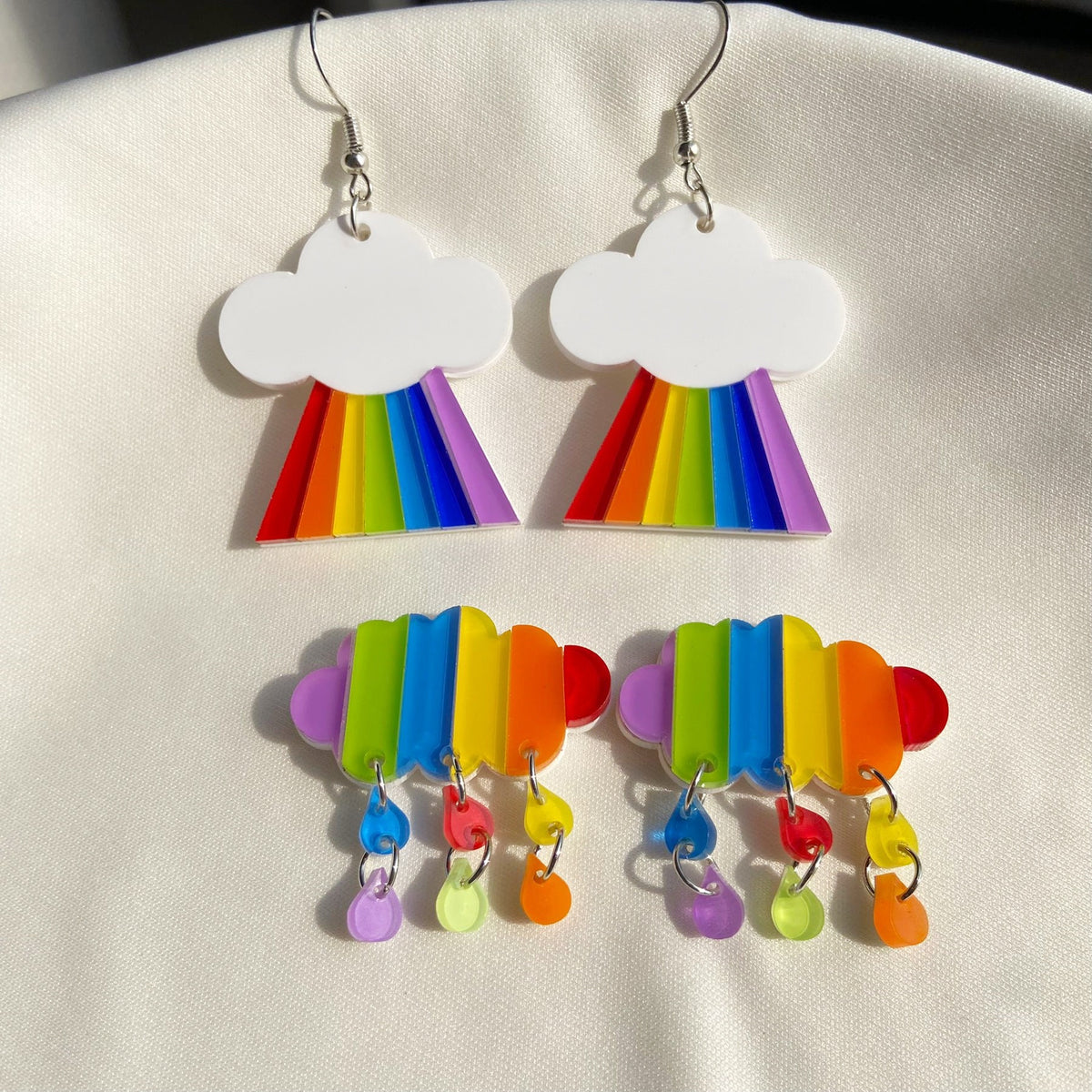 Rainbow Cloud Acrylic Dangle Earrings - view 1