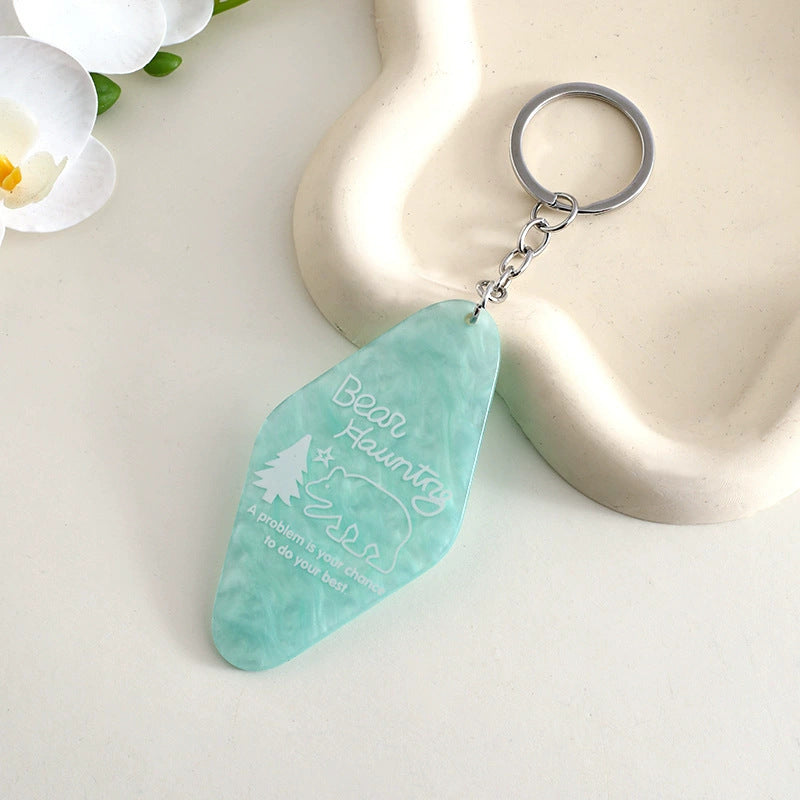 Retro Motel Tag Acrylic Keychain - LightGreen