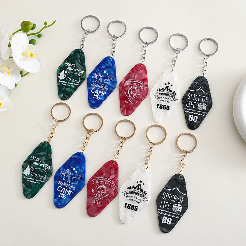 Retro Motel Tag Acrylic Keychain